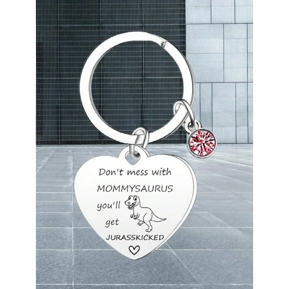 Fun Mom Gift Mommy saury Keychain Silver From Daughter Son For Birthday Chris